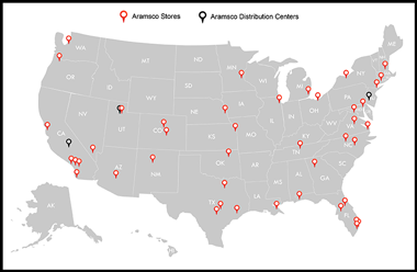 Map of Aramsco Locations